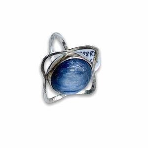 Sterling Silver 925 Blue Stone Ring Sz 6, Handcrafted, Kyanite Gemstone, Forged